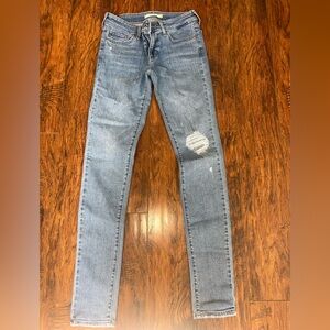 Levi's Blue Skinny Jeans with Distressed Details